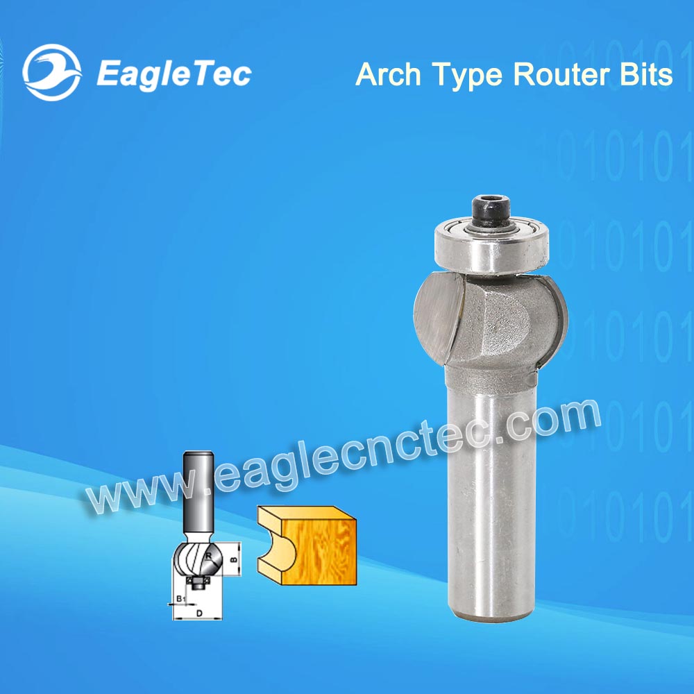 Arch Cut Router Bits with Top Bearing for Decorative Edge Molding 12.7mm Shank