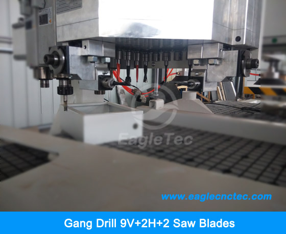 gang drill package 9v + 2h mounted on cnc wood router eagletec