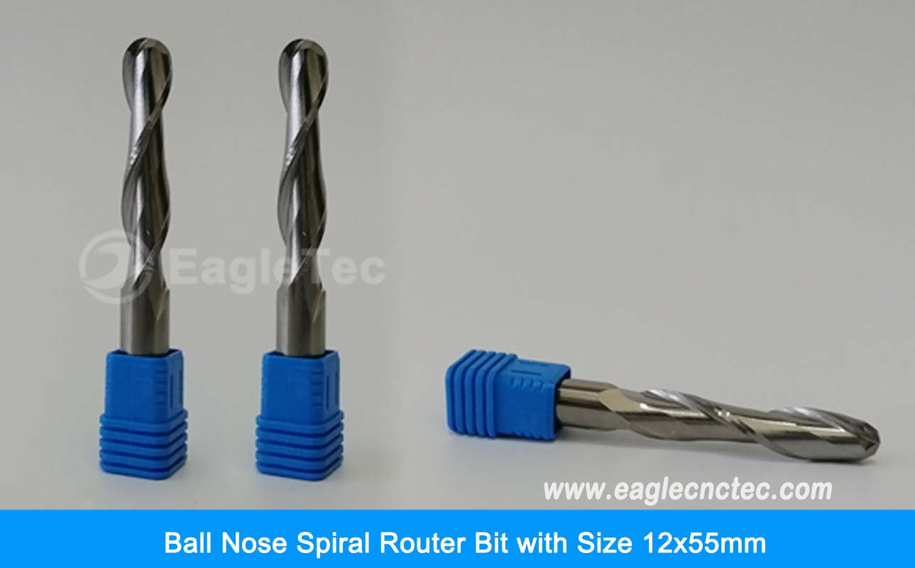 ball nose spiral router bit 12x55mm with two flute