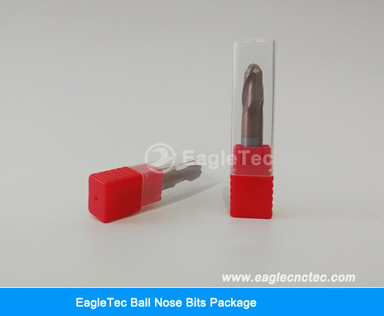 cnc ball nose router bits packed in plastic case